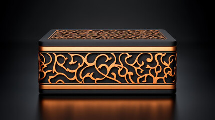 A charming engraved jewelry box personalized with initials, bathed in soft lighting for a serene, elegant look.