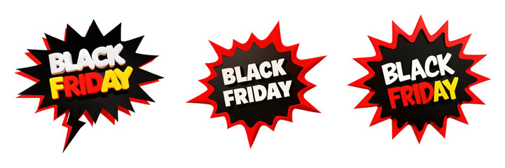 Naklejka premium Black Friday sale signs with vibrant colors and explosive designs