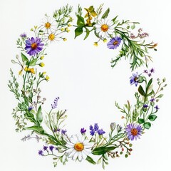 Obraz premium Vibrant floral wreath design a celebration of nature's beauty through colorful blossoms and lush greenery