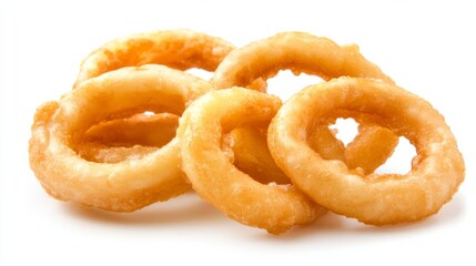 Crispy Onion Rings on a White Background