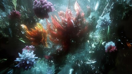 Abstract Underwater Coral Reef Scene