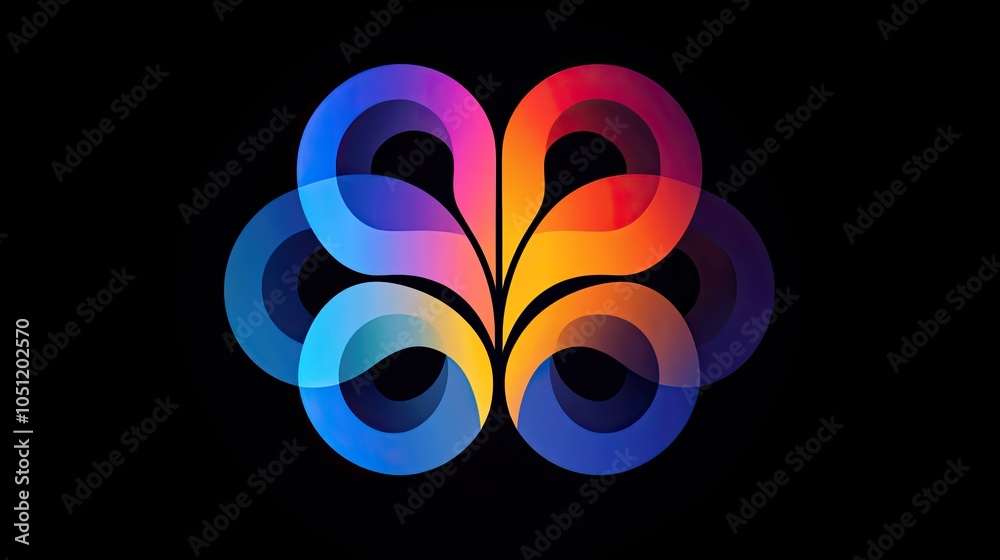 Leinwandbilder logo for an app features simple geometric design of colorful brain shapes, symbolizing mental proces