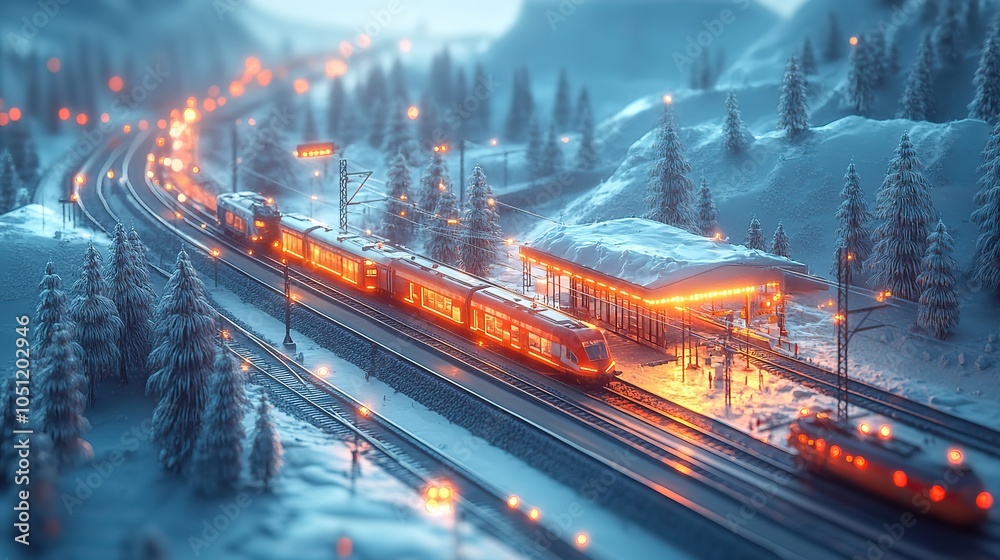Aufkleber low-poly railway interchange emphasizing the technical aspects of transportation.stock photo