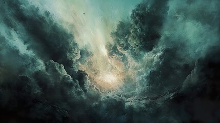 Fototapeta premium Dramatic Storm Clouds with Light Rays - Nature Photography