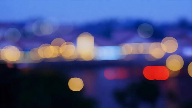 atmospheric beauty blurry city lights night creating colorful bokeh effect that captures vibrant nightlife mood urban life Cluj selective focus landscape abstract video circle decoration light