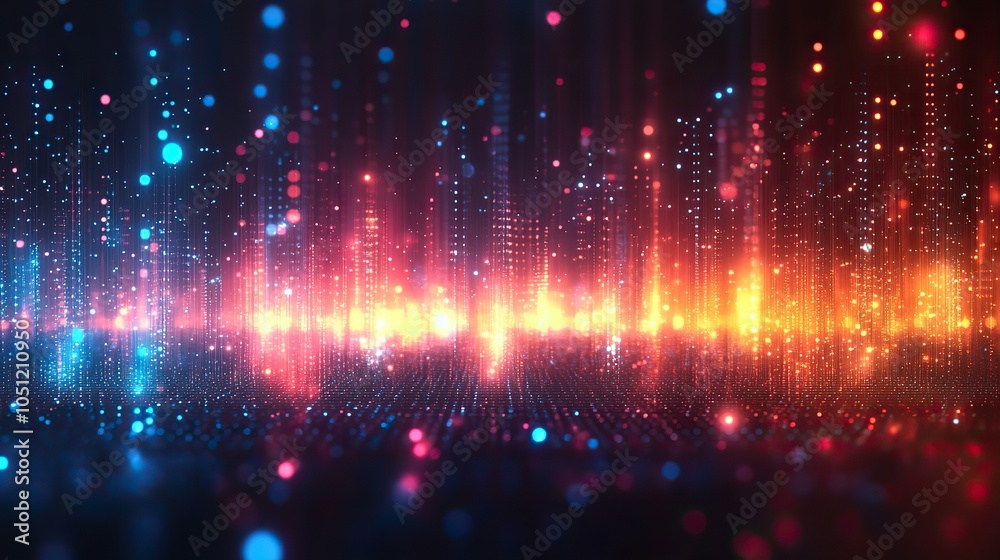 Poster modern abstract technology background with blue and red gradient dots and lines.image