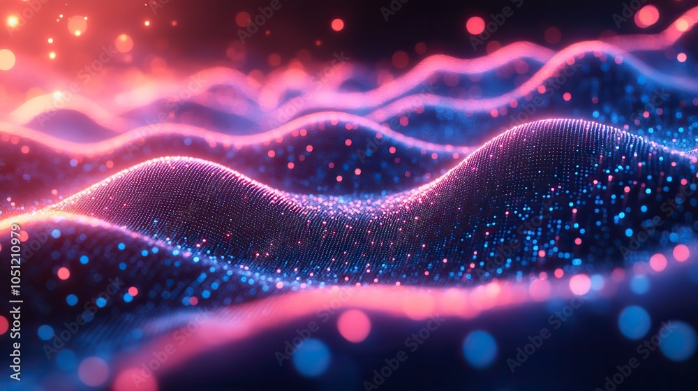 Aufkleber modern abstract technology background with blue and red gradient dots and lines.stock photo