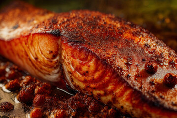 Fototapeta premium close up of a smoked salmon