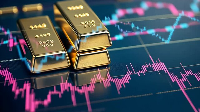 gold bar with gold coins with investment chart upward trend background