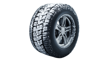 PNG, winter car tire, isolated on white background, created using Generative AI technology.