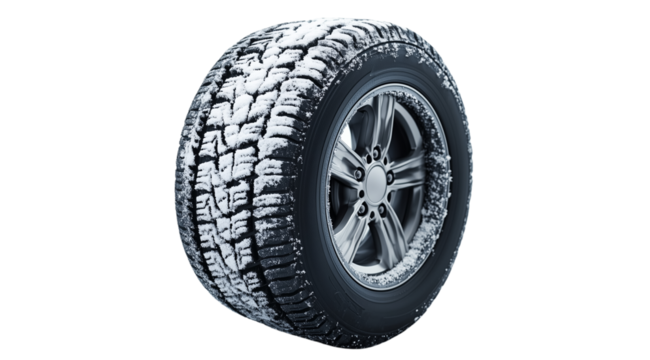 PNG, winter car tire, isolated on white background, created using Generative AI technology.