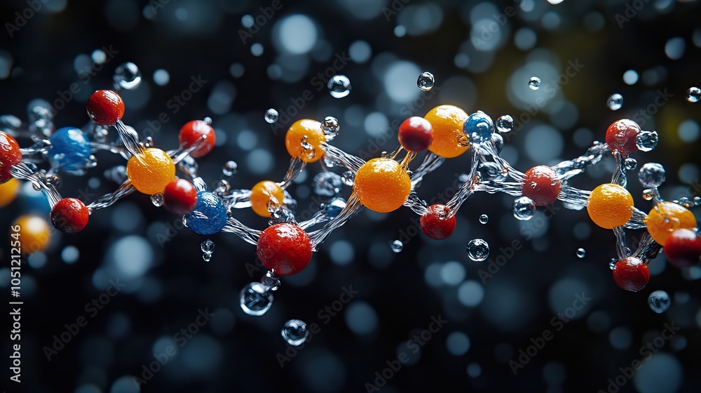 Poster molecule model representing nanotechnology in mixed-medi format.stock photo
