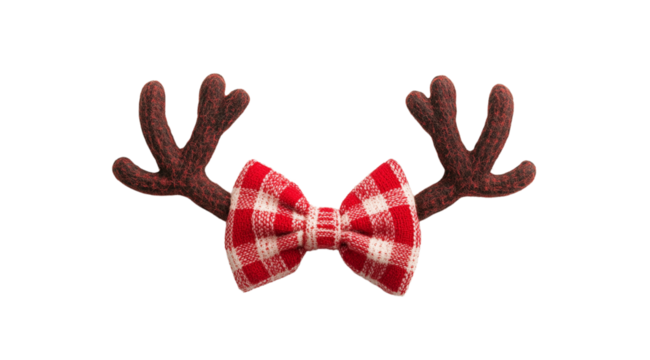 Deer antlers and bow tie close up, created with Generative AI technology, PNG