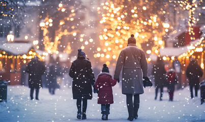 Obraz premium Festive Office Holiday Celebrations with Coworkers – Christmas Decorations, Snowy Scenes, and Team Bonding