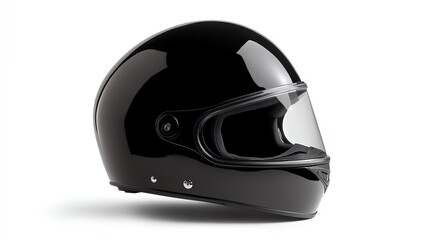 Obraz premium Black motorcycle helmet on white isolated background