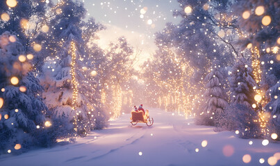 Obraz premium Festive Office Holiday Celebrations with Coworkers – Christmas Decorations, Snowy Scenes, and Team Bonding