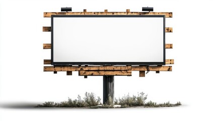 Obraz premium Blank billboard mockup on a white background, ready for outdoor advertising design concepts