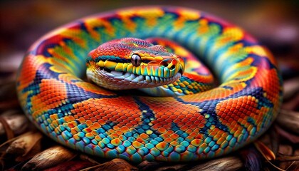 Fototapeta premium Beautiful Snake with Vibrant Colors 