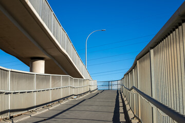 Fototapeta premium bridge staircase blue sky autumn fall