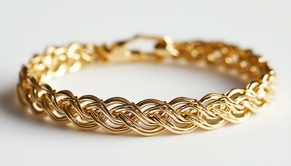 Obraz premium A close-up of a gold bracelet featuring an intricate woven design.