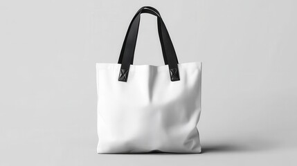 Blank tote bag mockup against a white background, showcasing ecofriendly product designs