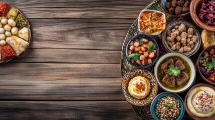 Fototapeta premium Seasonal Eastern Desserts on a Wooden Countertop
