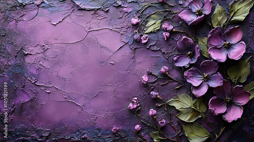 Aufkleber purple background with lace-like floral patterns on one side, adding an elegant touch.stock photo