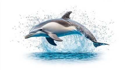 Fototapeta premium Dolphin Leaping Out of Water with Splash and Spray Marine Life Photography
