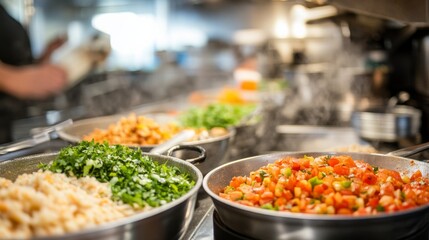 Vibrant Eastern Food Preparation in Professional Kitchen