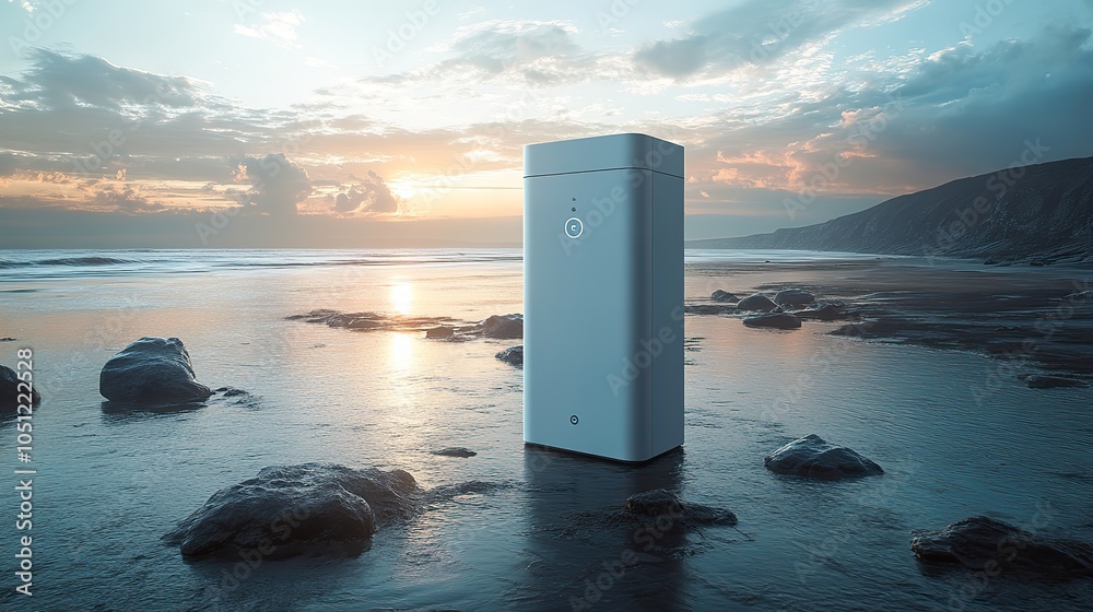 Aufkleber realistic ad for smart water boiler featuring wi-fi control and energy efficiency.image