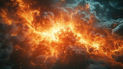 realistic depiction of powerful lightning striking with an impact, featuringeffects.illustration