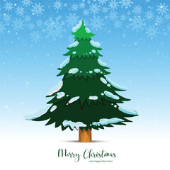 Decorative beautiful christmas line tree card on white background