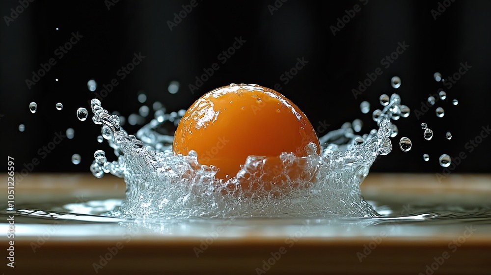 Poster science experiment demonstrating water density with an egg floating in saltwater.stock photo