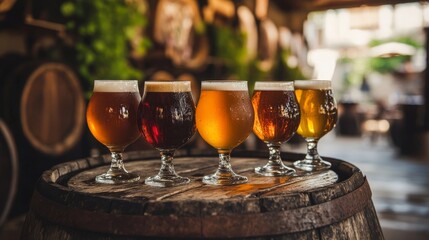 Beer varieties showcased in glasses