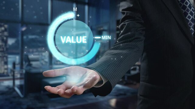 Business person leverages valuable ERP systems, maximizing value and operational efficiency. Focused on value maximizing resources and valuable processes for optimal value and performance. UUID
