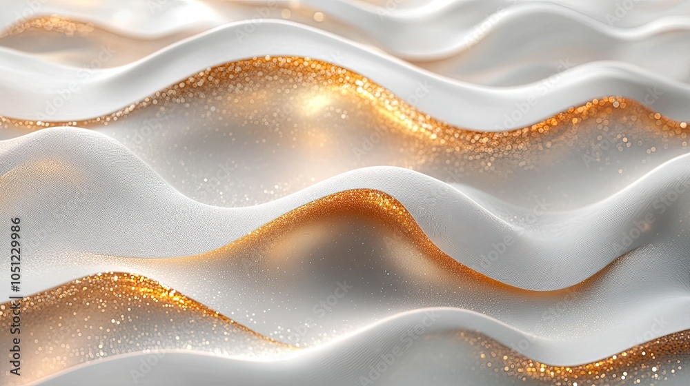 Poster shimmering abstract pattern with golden and silver wavy lines, symbolizing modern design elements.image
