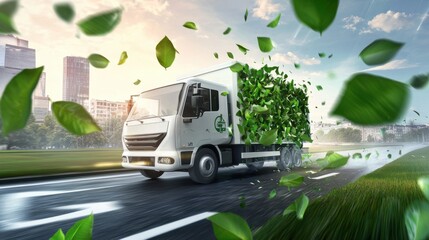 Obraz premium Eco-Friendly Electric Logistics Truck Embracing Green Transportation