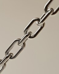 Obraz premium A close-up view of a metallic chain, showcasing its links and shiny surface against a neutral background.