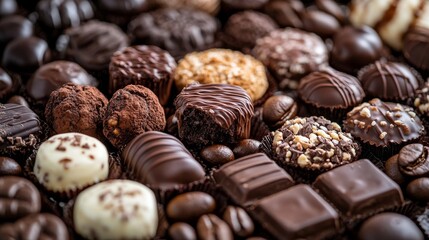 Coffee and treats: beans, cookies, and pralines.