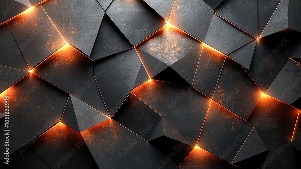 Aufkleber sleek and modern polygonal background with flying geometric shapes, perfect for tech designs.stock p