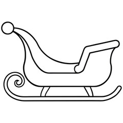 Outline of sleigh vector and illustration isolated on white background.