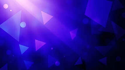 Fototapeta premium Abstract Geometric Composition with a Beam of Light and Scattered Shapes in a Blue and Purple Palette