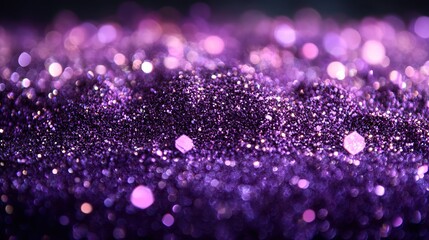sparkling purple glitter background against black backdrop, creating glamorous effect.illustration