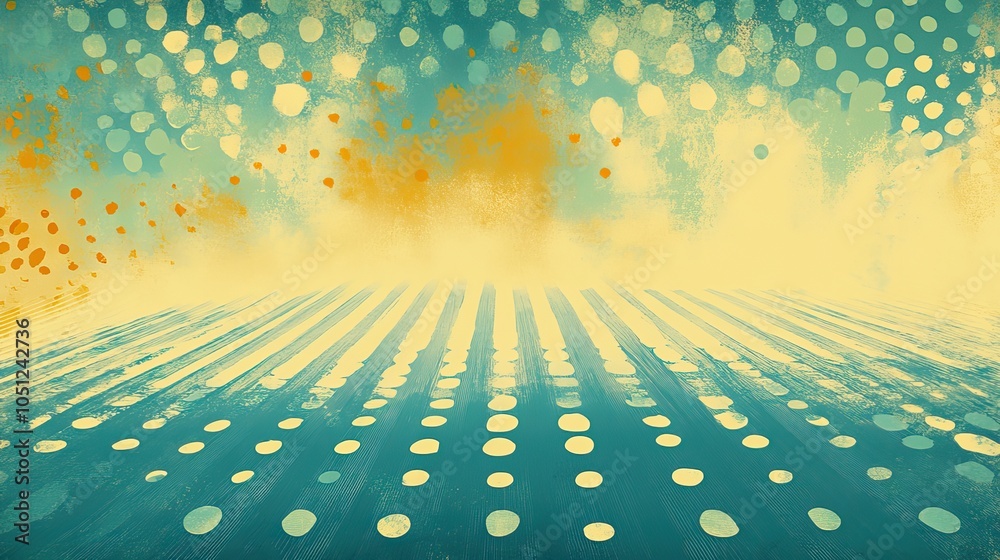 Aufkleber teal and lime green retro background with halftone pattern adds fun and simple vibe.