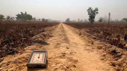 thermometer records temperature of fifty degrees Celsius, illustrating extreme heat in the Indian subcontinent.illustration