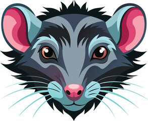 Cartoon style rat sticker badge logo