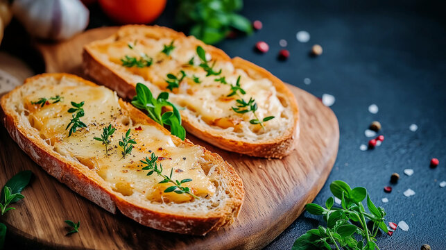 Cheesy Garlic Bread with Fresh Herbs, A Flavorful Delight