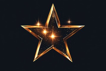 Gold Star on Black Background