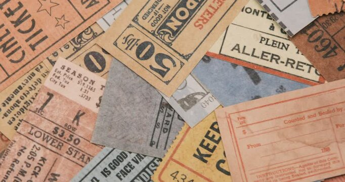 vintage tickets from around the world, theater, movie, concerts, transport, boarding passes, hotel reception cards and other documents