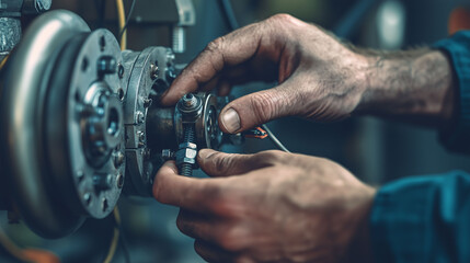 A man is working on a machine with his hands 1